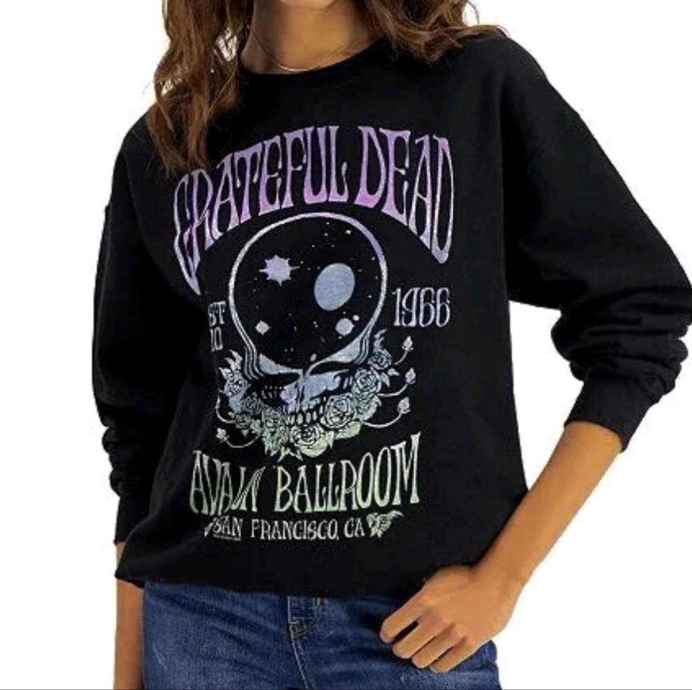 Junk Food Women's Grateful Dead Graphic Pullover Sweatshirt Size XS Black